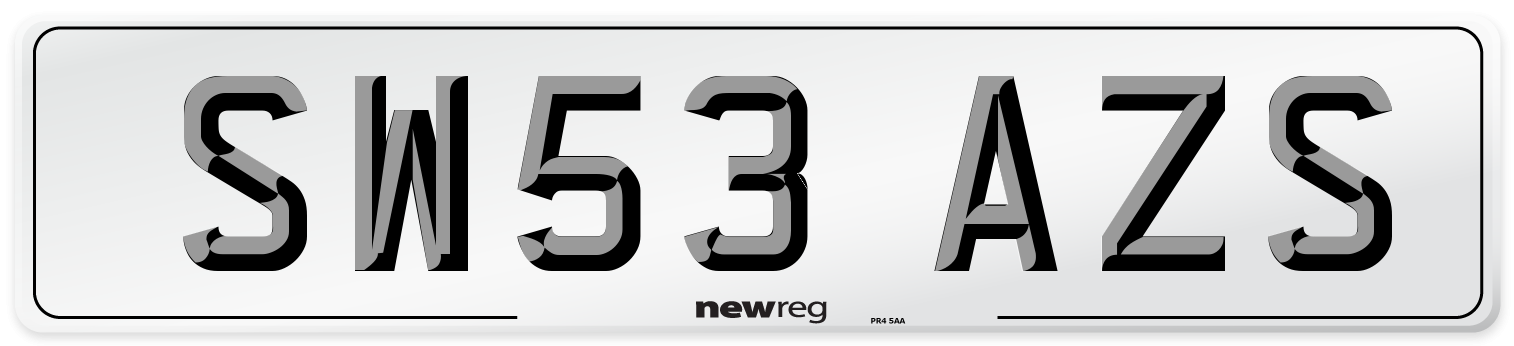 SW53 AZS Number Plate from New Reg